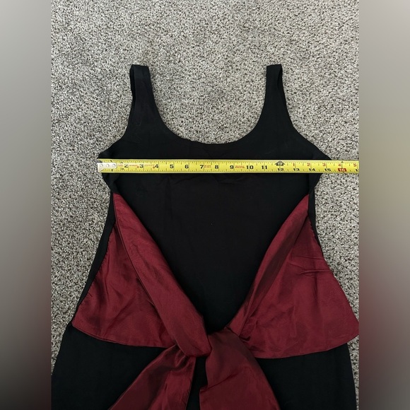 QUONTUM England M Vintage 80’s Tank Stretch Dress Big Red Iridescent Bow Accent - Picture 12 of 14
